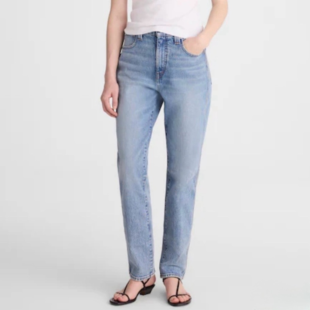 Madewell Perfect Vintage Jean 27 High Rise Straight Blue Denim Raw Hem
